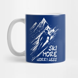 Ski More Worry Less - Skiing Quote Mug